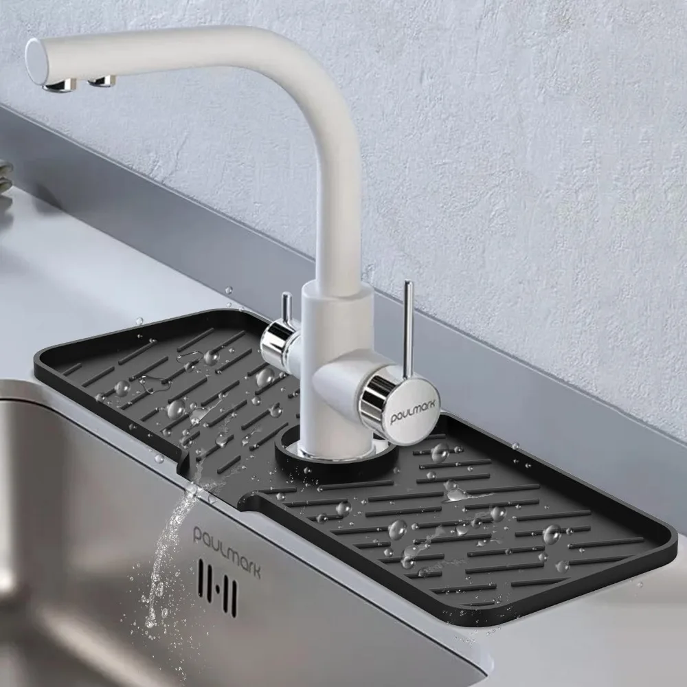 Silicone Faucet Splash Guard 45x16cm Water Catcher Sink Mat Drip Catcher Tray Kitchen Bathroom Countertop Protector Accessories