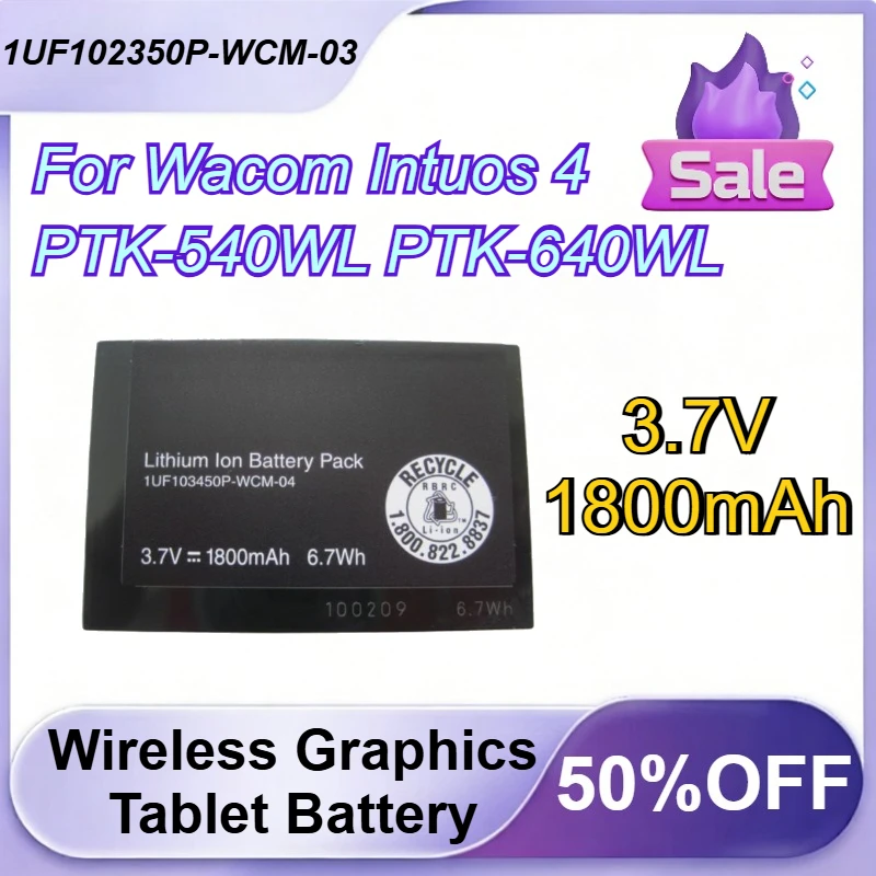 

1UF102350P-WCM-03 3.7V 1800mAh Wireless Graphics Tablet Battery for Wacom Intuos 4 PTK-540WL PTK-640WL
