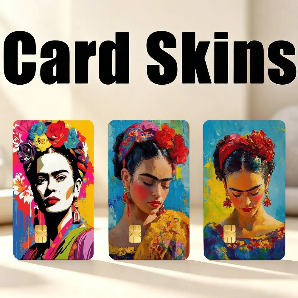 Beautiful Frida Kahlo Art  1Set 4Pcs Card Skin Stickers, Waterproof Decorative Film for Credit Debit Bank Bus IC Cards