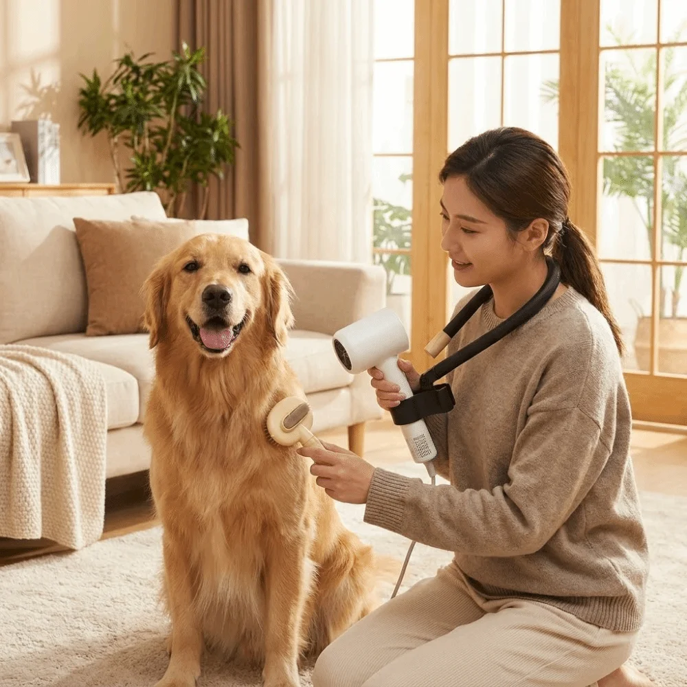 

Adjustable Pet Grooming Hair Dryer Portable Universal Neck Hanging Bracket Hands-Free Pet Hair Dryer Clip Dog Bathing Cleaning