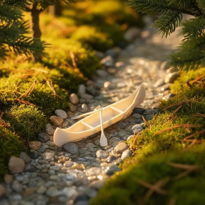 Miniature Canoe Ornament 1 Set Perfect for Dollhouse Decor Sailing Boat Model Landscape Addition