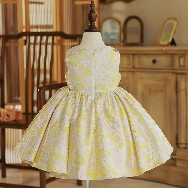 Robe d'été pour filles de 1 à 8 ans, vêtements pour enfants, jolie robe de princesse d'anniversaire pour enfants, couleur unie, robe de soirée de mariage élégante, nouvelle collection