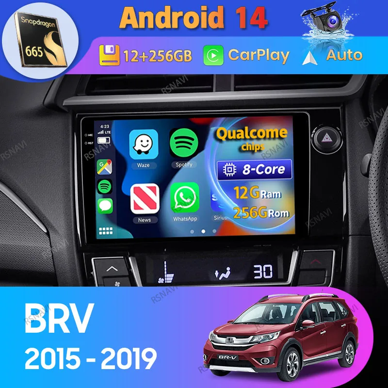 

Автомобильное радио Android 14 для Honda BRV RHD 2015 2016-2019 Carplay Авто GPS-навигация 2 Din Видео DSP Плеер Стерео DVD 360 Камера