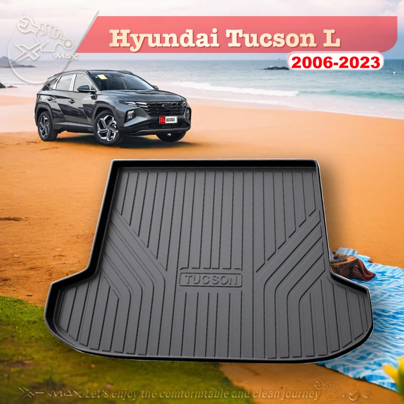 For Hyundai Tucson L 2006-2023 Custom Fit Car Trunk Mat All Season Black Cargo Mat 3D Shaped Laser Measured Trunk Liners