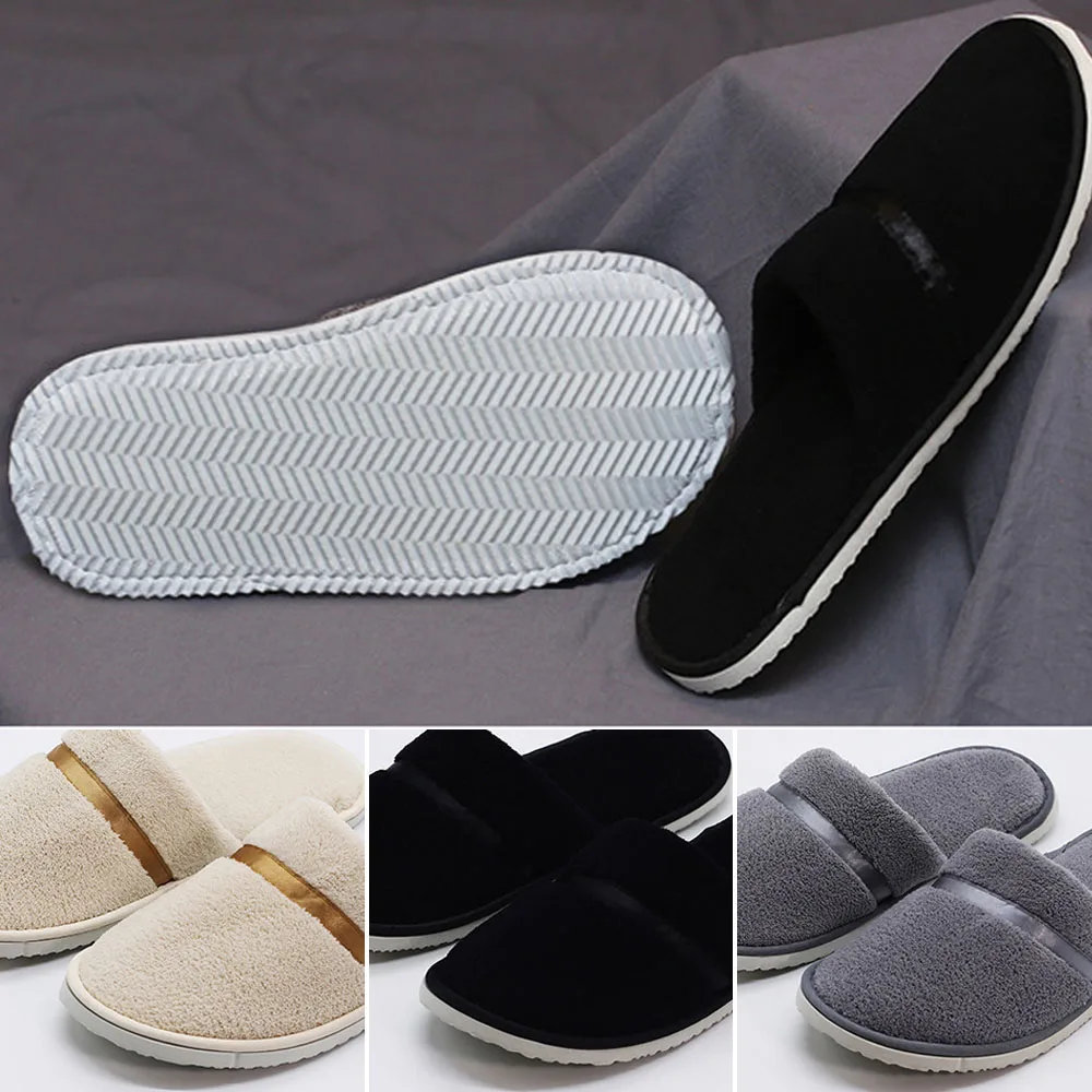 Winter Warm Plush Slippers For Women Men Hotel Guest Indoor Slippers Washable Non-slip Indoor Slippers Couple Bedroom Slipper