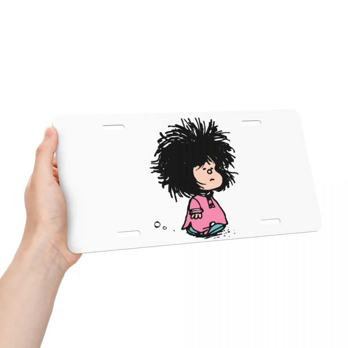 Humor Mafalda License Plate Quino Argentina Cartoon Decorative Car Front License Plate Cover Aluminum Vanity Tag 12 X 6 Inch