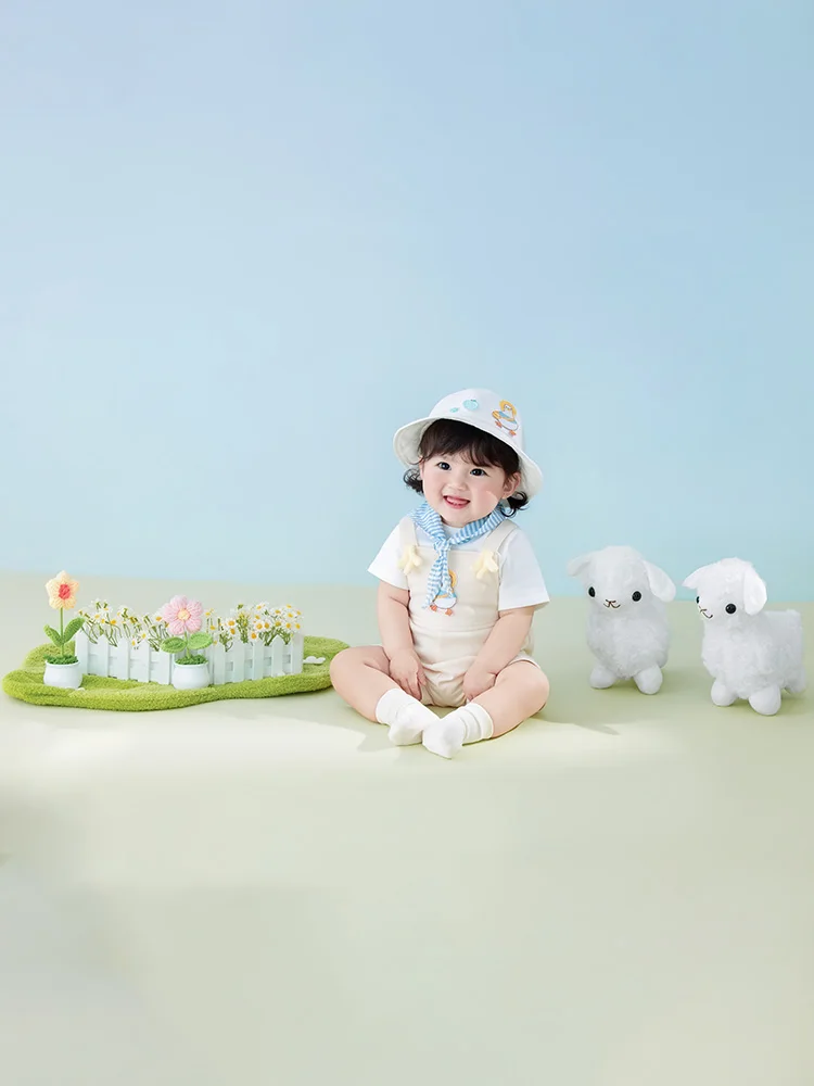 Cute Farm Sheep Theme Photography Props Baby Photo Outfit Set Flower Fence Decor Props for Baby 1st Birthday Portrait Photoshoot