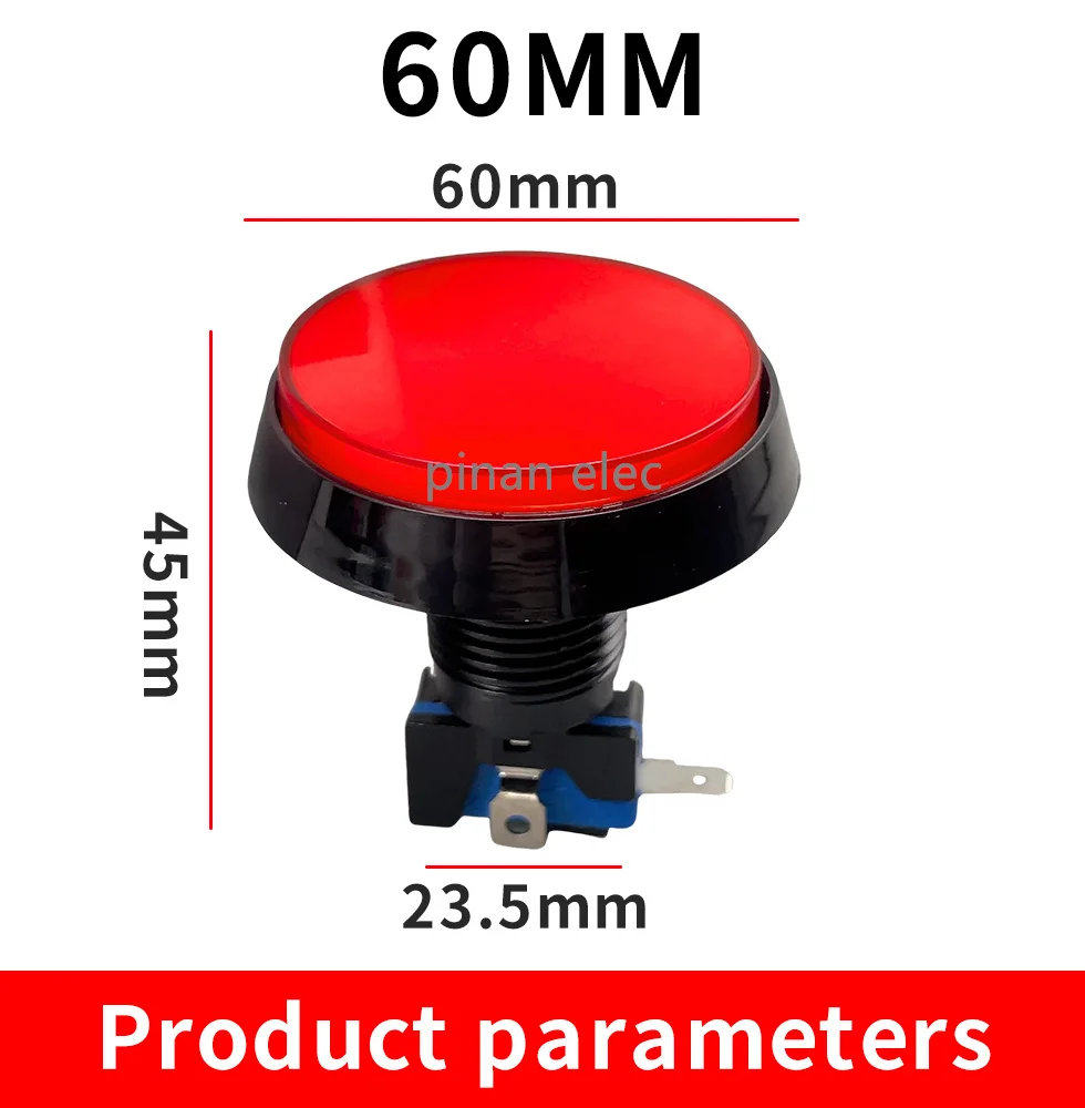 Arcade Taste 5 Farben LED Licht Lampe 60MM Große Runde Arcade Video Game Player Taster Schalter