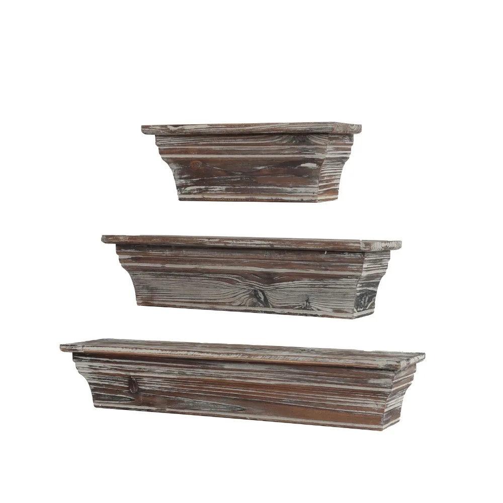 

3 PCS Rustic Wall-Mounted Shelves Hanging Decorative Storage Display Shelf