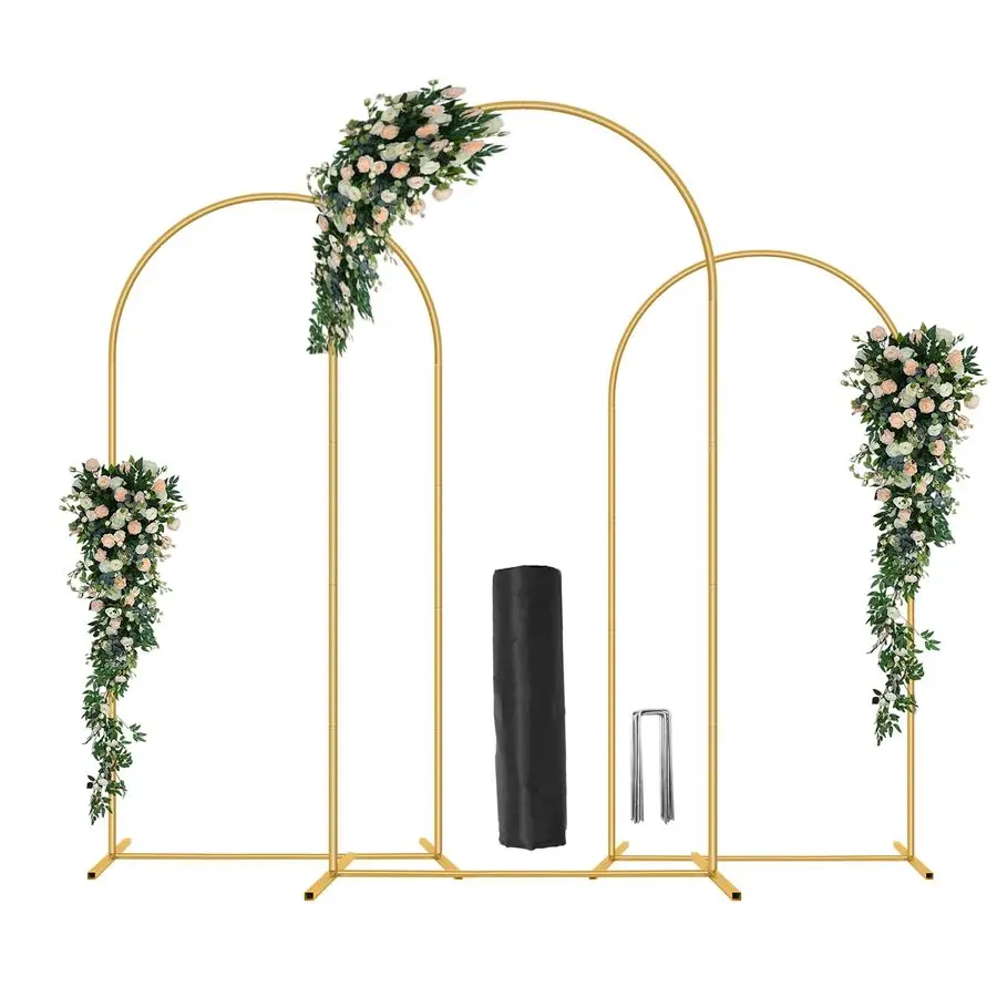 

Комплект из 3-х арочных подставок для фона (6, 6.6, 7.2 фута) для свадеб, с 12 кольцами для крепления к земле и сумкой для хранения, устойчивая арочная конструкция для фона