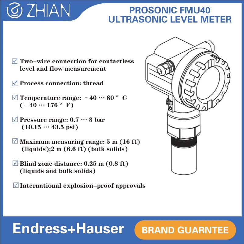 Transmitter Level Ultrasonik Endress+Hauser Sensor Level Ultrasonik E+H FMU40 Ultraschall-Fullstandmessgerat