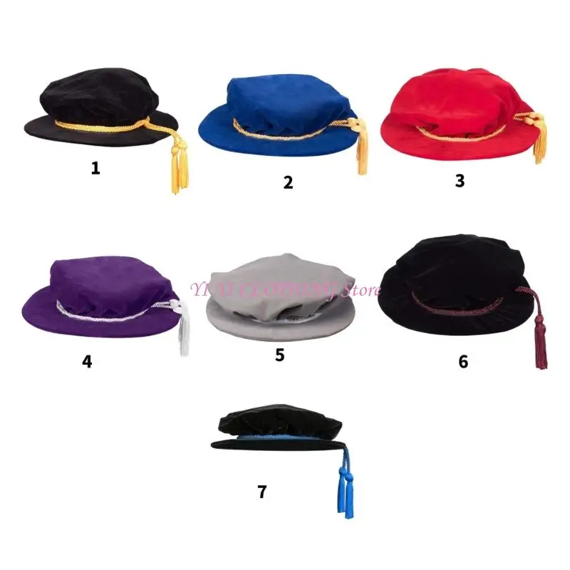 N5KF 2026 Doctoral Tam Graduation Hat Breathable Cloth for Comfort in Long Ceremonies