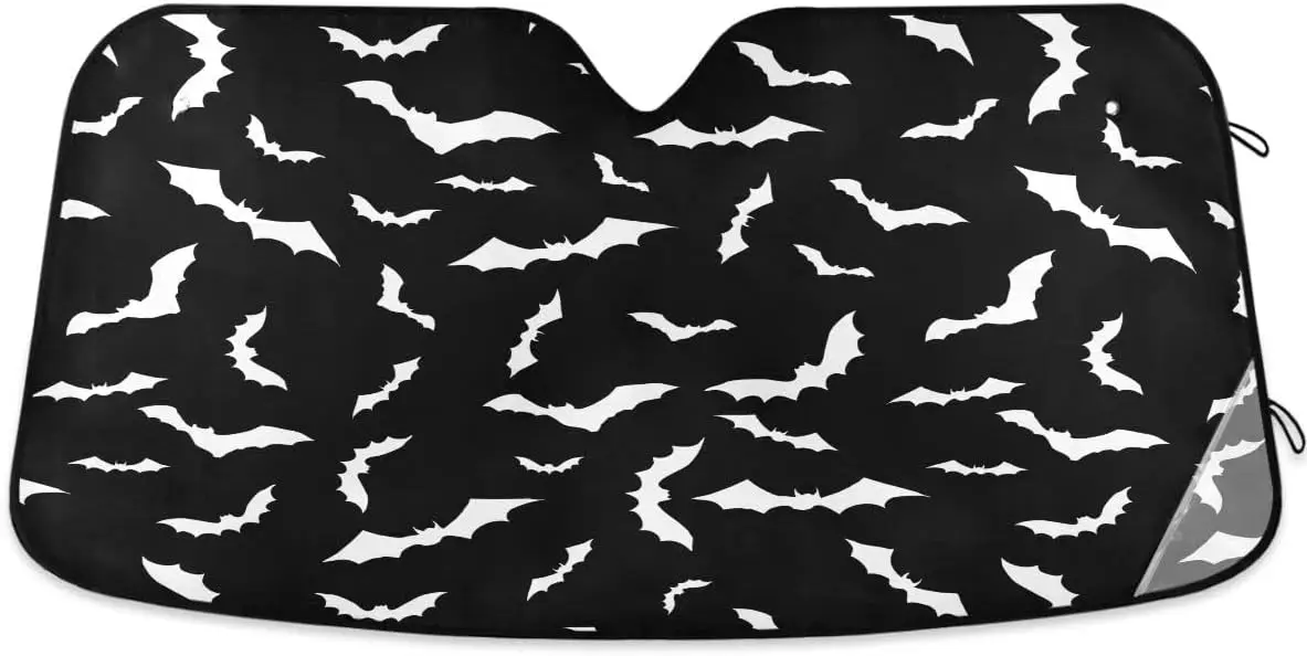 

Black Bat Car Windshield Sun Shade Happy Halloween Car Sun Visor for UV Rays and Sun Heat Protection Spooky Blocks Heat and Sun