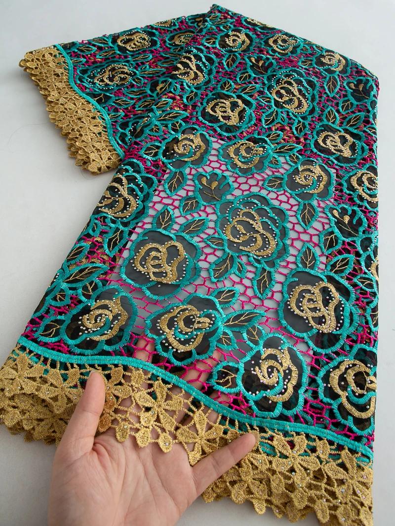 Nigerian Water Soluble Lace Fabrics African Guipure Cord Lace High Quality Sewing Wedding Party Dresses For Women, 5yards 4574