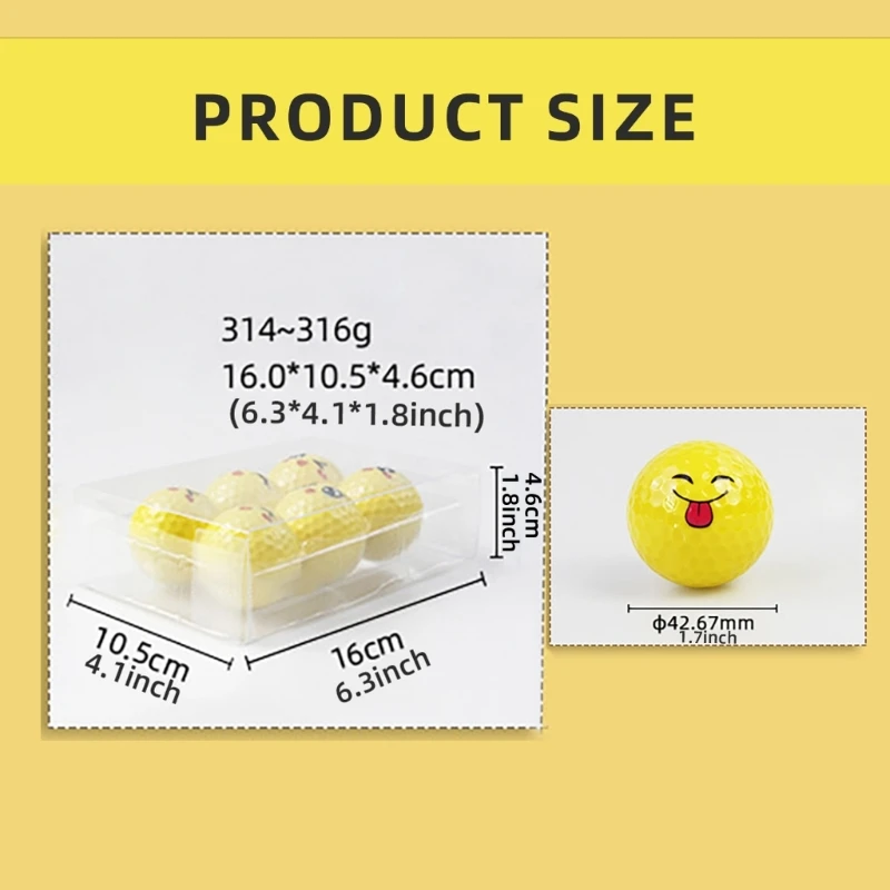 6 ชิ้นความแปลกใหม่อารมณ์หน้าลูกกอล์ฟที่ไม่ซ้ำกันลูกกอล์ฟฝึกซ้อมมืออาชีพ