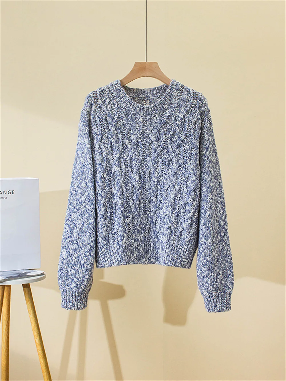 

New Style For Autumn And Winter 2025 Women's Wool Blended V-Neck Knitted Cardigan + Vintage Twist Pullover Sweater Two-Piece