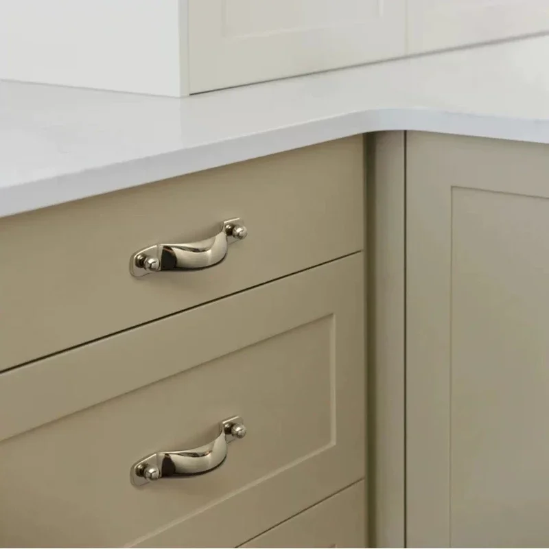 Minimalist Solid Brass Furniture Handles High-end Titanium Silver Cabinet Handles Knobs Bedroom Wardrobe Kitchen Cupboard Pulls