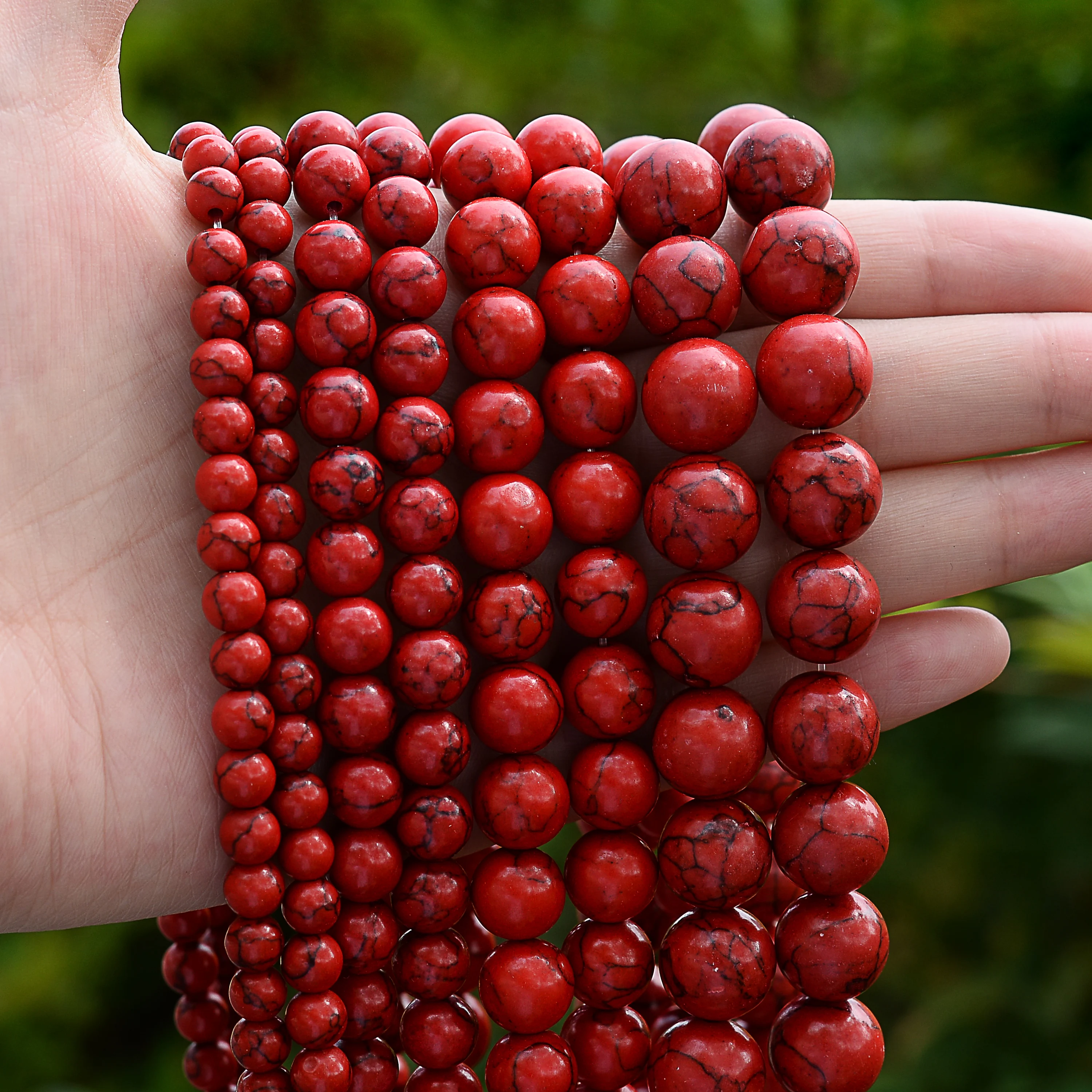 Red Turquoises Stone Beads Natural Round Loose Spacer Beads for Jewelry Making DIY Bracelet Necklace Accessories 4 6 8 10 12mm