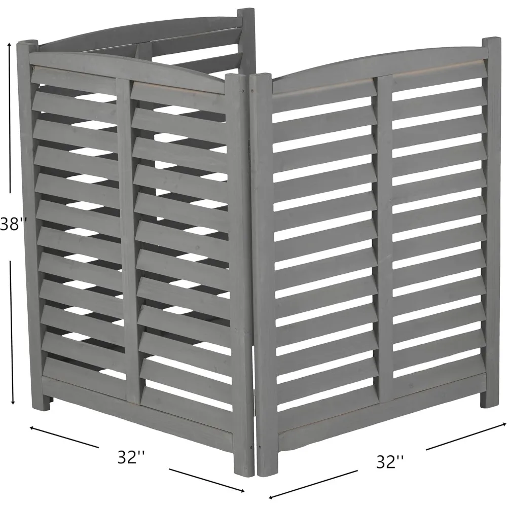 Recinzione per condizionatore d'aria da 32 W x 38 H, schermo per recinzione per pattumiera a 3 pannelli per unità esterna, recinzione per attrezzature per piscine, recinzione AC per privacy in legno