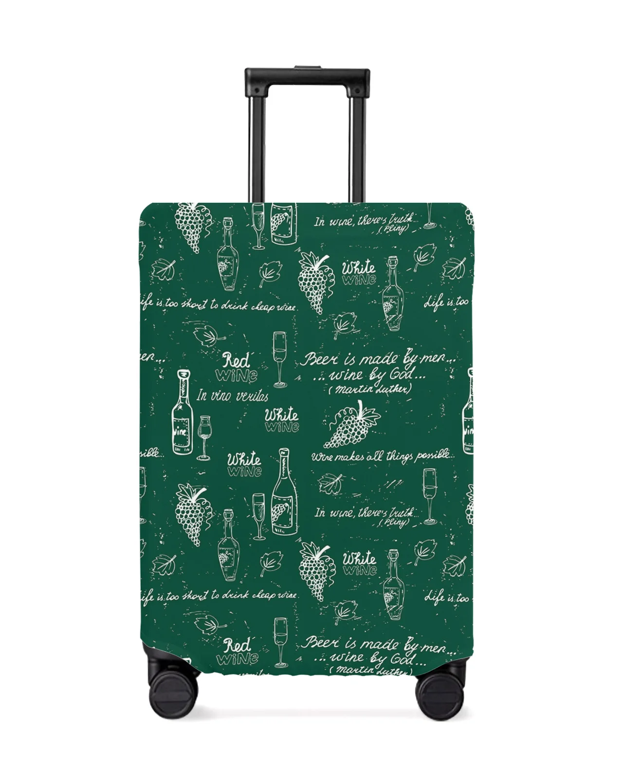 Red Wine Vintage Grape Wine Text Luggage Cover Stretch Suitcase Protector Baggage Dust Cover for 18-32 Inch Travel Suitcase Case