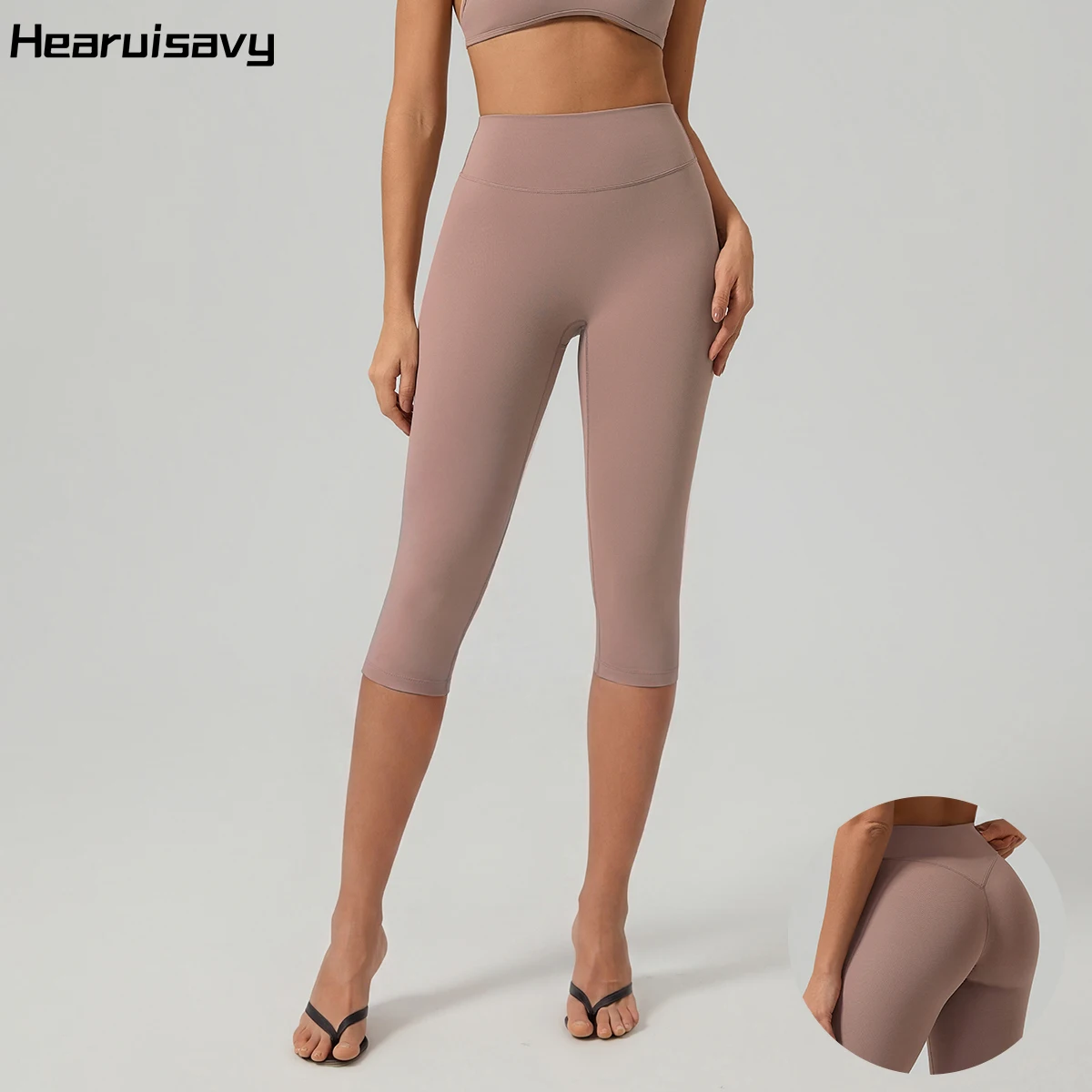Hearuisavy Women High Waist Capri Yoga Pants Butt Lift 3/4 Leggings Quick Dry Workout Gym Fitness Running Sports Tights Female