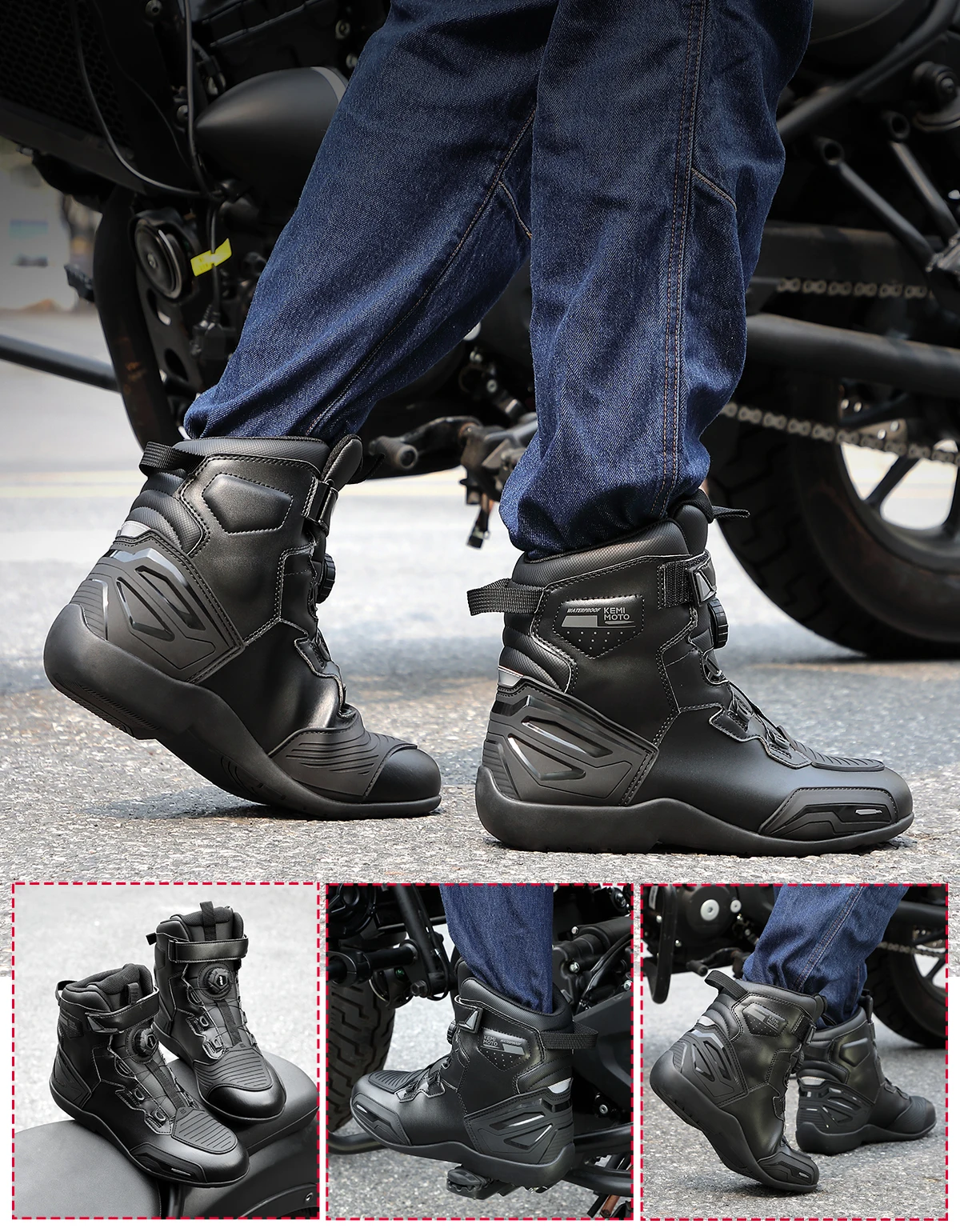 Motorcycle Riding Shoes Waterproof Short Boots for Men Comfortable Lining Ankle Protection Anti-Slip Motocross Off-Road Boots view 4