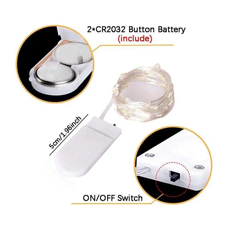 5Pcs 10Pcs LED String Lights Waterproof Led Copper Wire Fairy Lights Battery Operated Wedding Party Christmas Decoration Lights