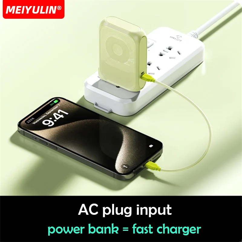 20000mAh Magnetic Wireless Power Bank Portable 10000mAh Fast Charger Stand AC Plug External Battery For iPhone Samsung Xiaomi