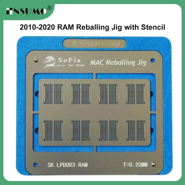 Sofix 2010-2020 RAM Reballing Jig z pamięcią szablonów Zestaw do reballingu BGA 8 chipów na jednej platformie do naprawy Macbooka