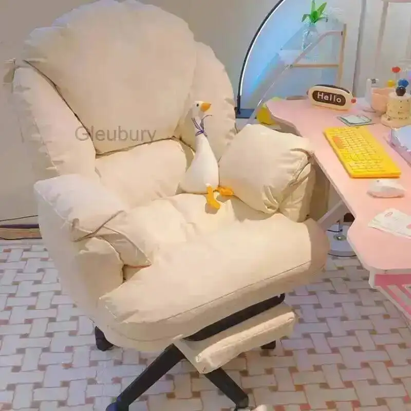 Silla blanca de diseño para ordenador, cómoda, elegante, bonita, para el hogar, sillas para juegos, sillón reclinable, Silla Escritorio, muebles de oficina