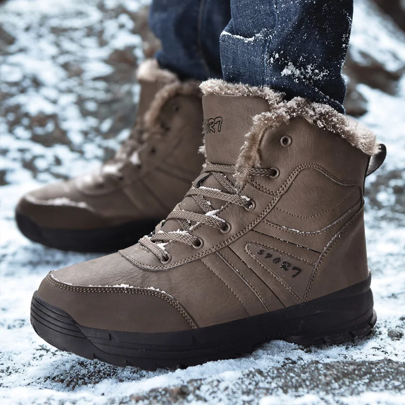 

2023 New Men's Boots Lightweight and Warm Winter Men's Snow Boots Waterproof Non-slip Shoes Lace-up Mid-tube Plus Velvet Boots