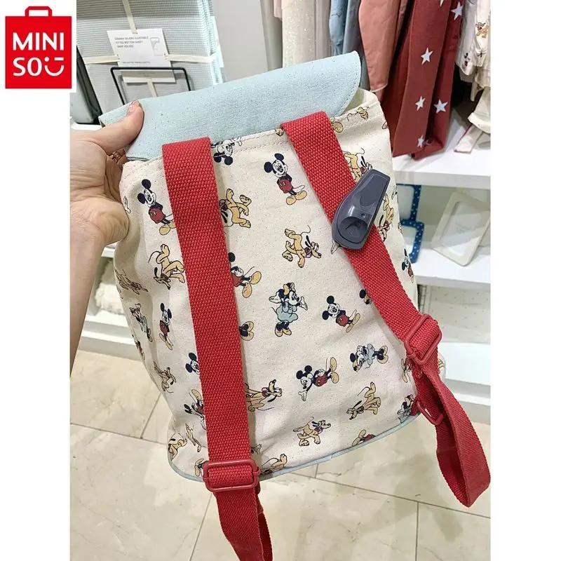 Miniso рюкзак с Микки Маусом Универсальный контрастный цвет Повседневная мультяшная девочка с сердцем большой емкости шнурок сумка для книг