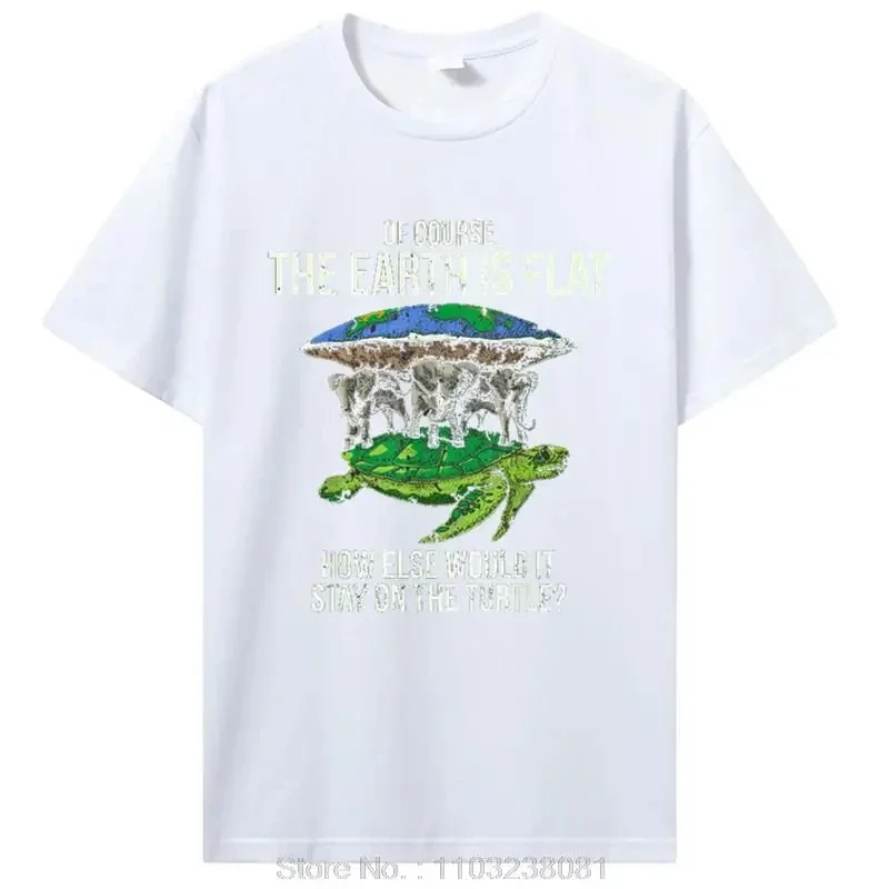 Funny Flat Earth Society T Shirt Turtle Elephants Graphic Cotton Streetwear O-Neck Harajuku Hip Hop T-shirt Men Short Sleeve Top