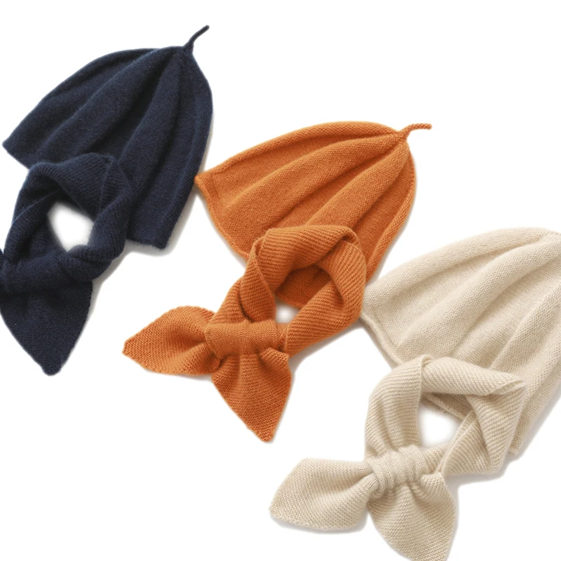 100% الكشمير الأطفال اليقطين قبعة وشاح مجموعة مريحة دافئة لينة الجلد ودية قطعتين مجموعة للأطفال #5