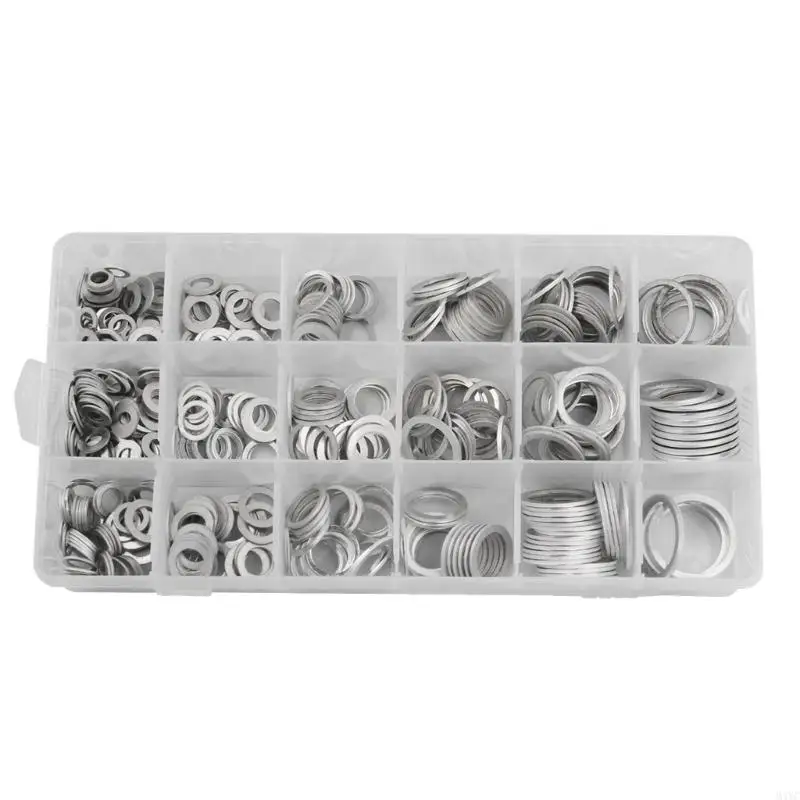 M4YC Aluminum Flat Washers Set Washers Hardware Assortment 450Pcs 18 Size M6 8 10 12 14 16 18 20 22 24