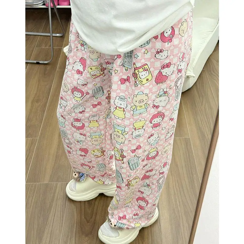 

Y2K Sanrio Kawaii Pants Hello Kitty Pajamas Pants Women's Pajama Pants Cartoon Casual Trousers Girl Gifts Leisure Home Clothing