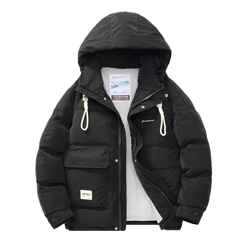 2025 Winter Best-selling Down Jacket for Young Men - Fashionable Casual Solid Color Hooded Duck Down Jacket
