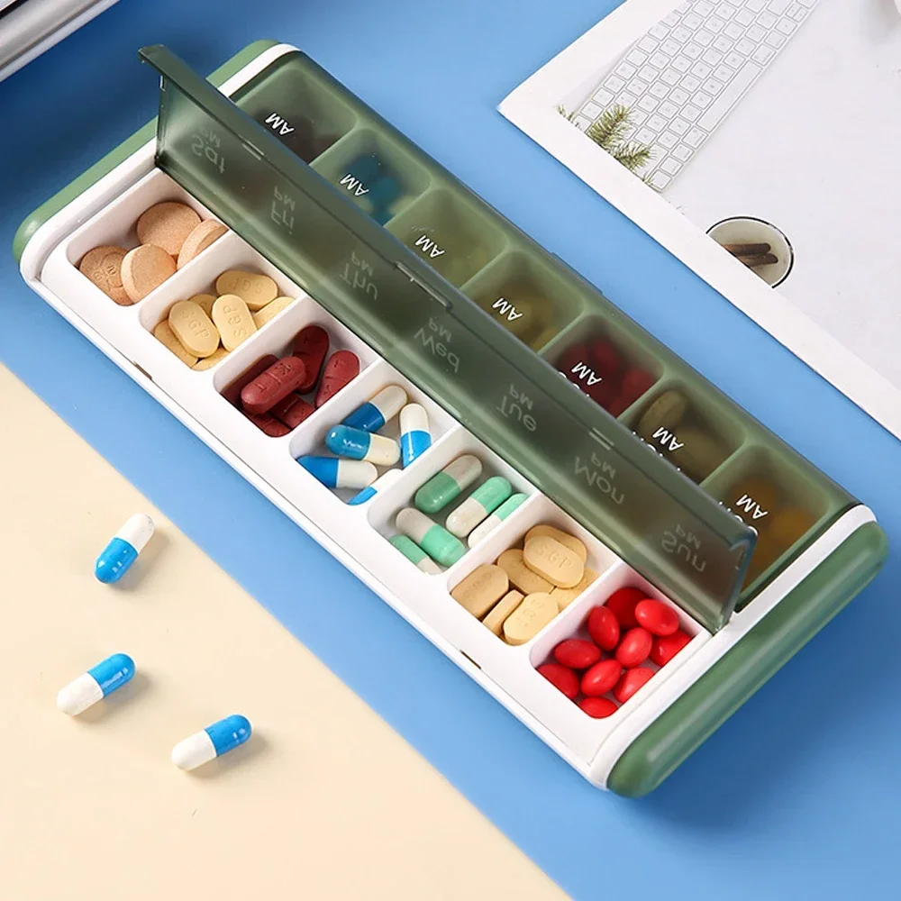 1PCS Pill Organizer 2 Times a Day, Weekly AM PM Pill Case, 7 Day Pill Box Twice a Day, Oversized Daily Organizer for Vitamins