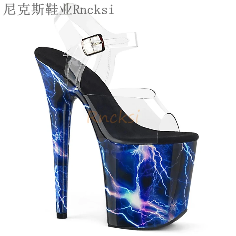 

Rncksi 20cm lightning pattern sandals for super high heels performance clothing and roadside performance shoes