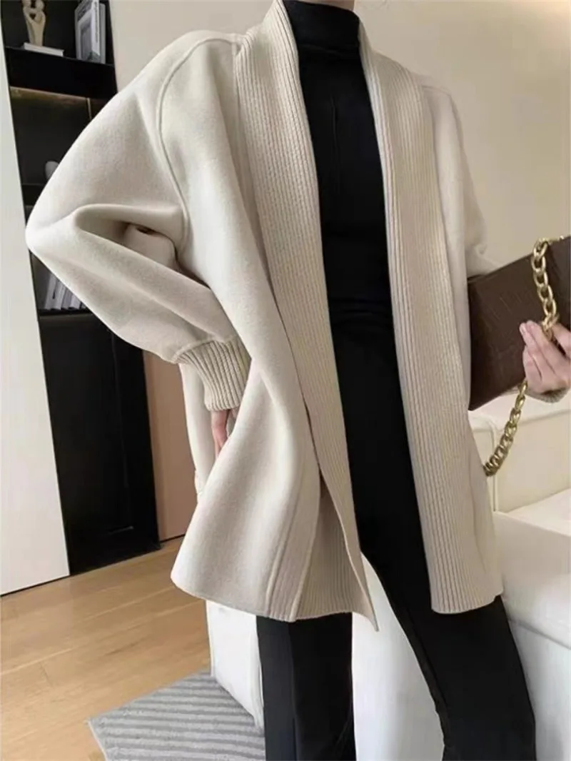 Autumn and Winter 2024 New Long Knitted Cardigan Women's Loose Solid Color Sweater Coat Women's Shirt