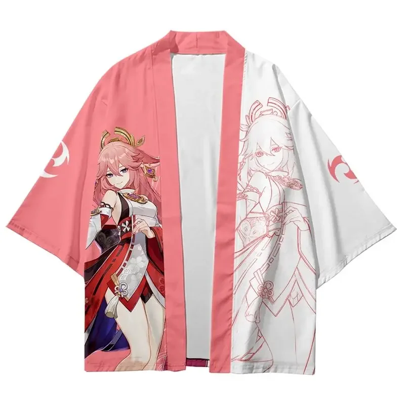 

Game Genshin Impact Yae Miko Kimono 3D Print Yae Miko Cosplay Haori Cloak Party Tops Streetwear Shirt