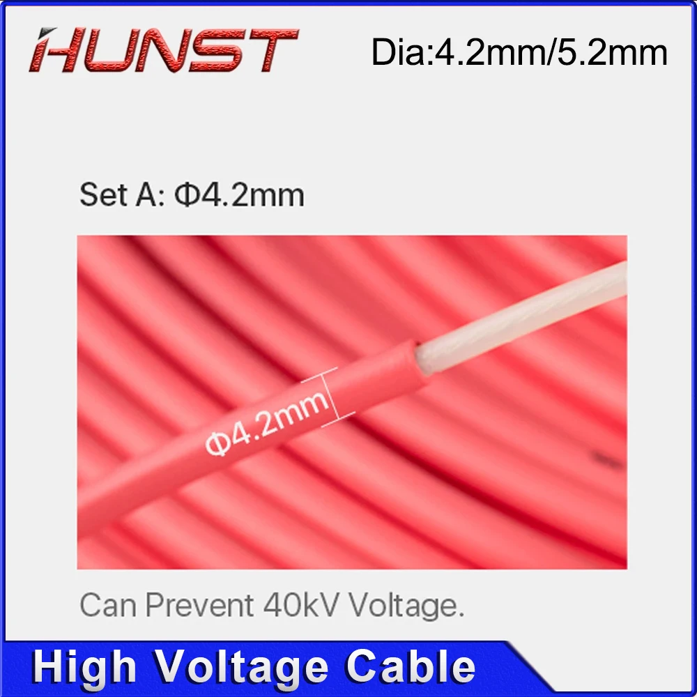 HUNST 3/5/10Meters High Voltage Cable for CO2 Laser Power Supply and Laser Tube Laser Engraving and Cutting Machine.
