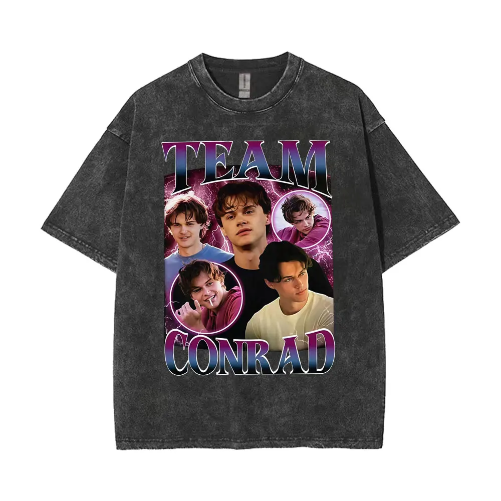 كونراد فيشر جولة خمر غسلها تي شيرت فريق كونراد أبناء الشاطئ الصيف الرومانسية تي شيرت الرجال النساء القطن المتضخم تي شيرت #4