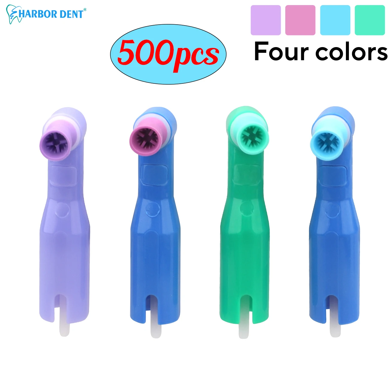500Pcs Dental Disposable Prophy Angles Soft / Firm Cups Contra Angle 90° Latex Free Top Quality Four Colors