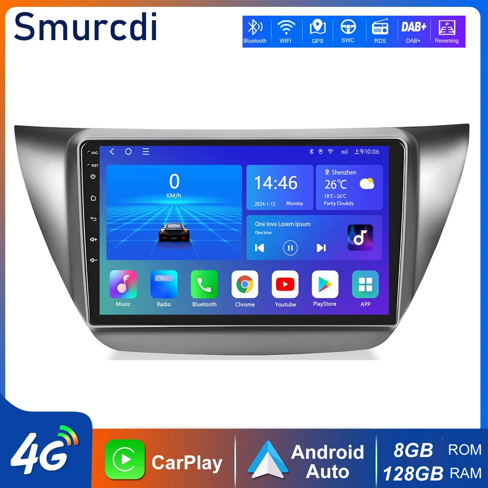2 Din Android 15 Car Radio Multimedia Video Player For Mitsubishi Lancer 9 CS 2000 - 2010 Navigation GPS 4G+WiFi Carplay Auto