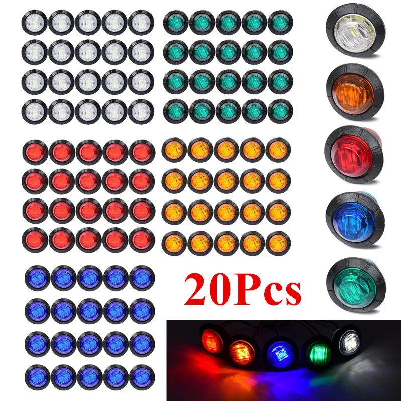 20PCS DRL 12V/24V LED Side Marker Light Camion Auto Trucks Lorry Trailer Bus Tail Brake Lamp Truck Accesorios Luces Traseras