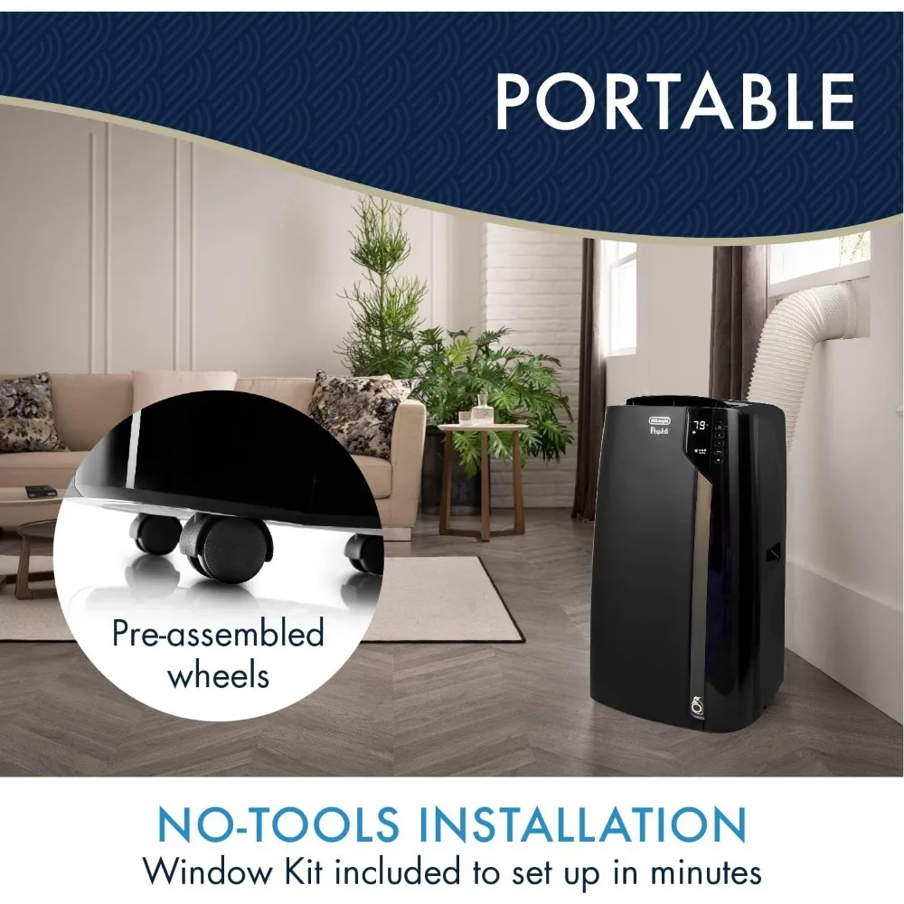 Black Portable Air Cooler with Remote Control and Dehumidifier