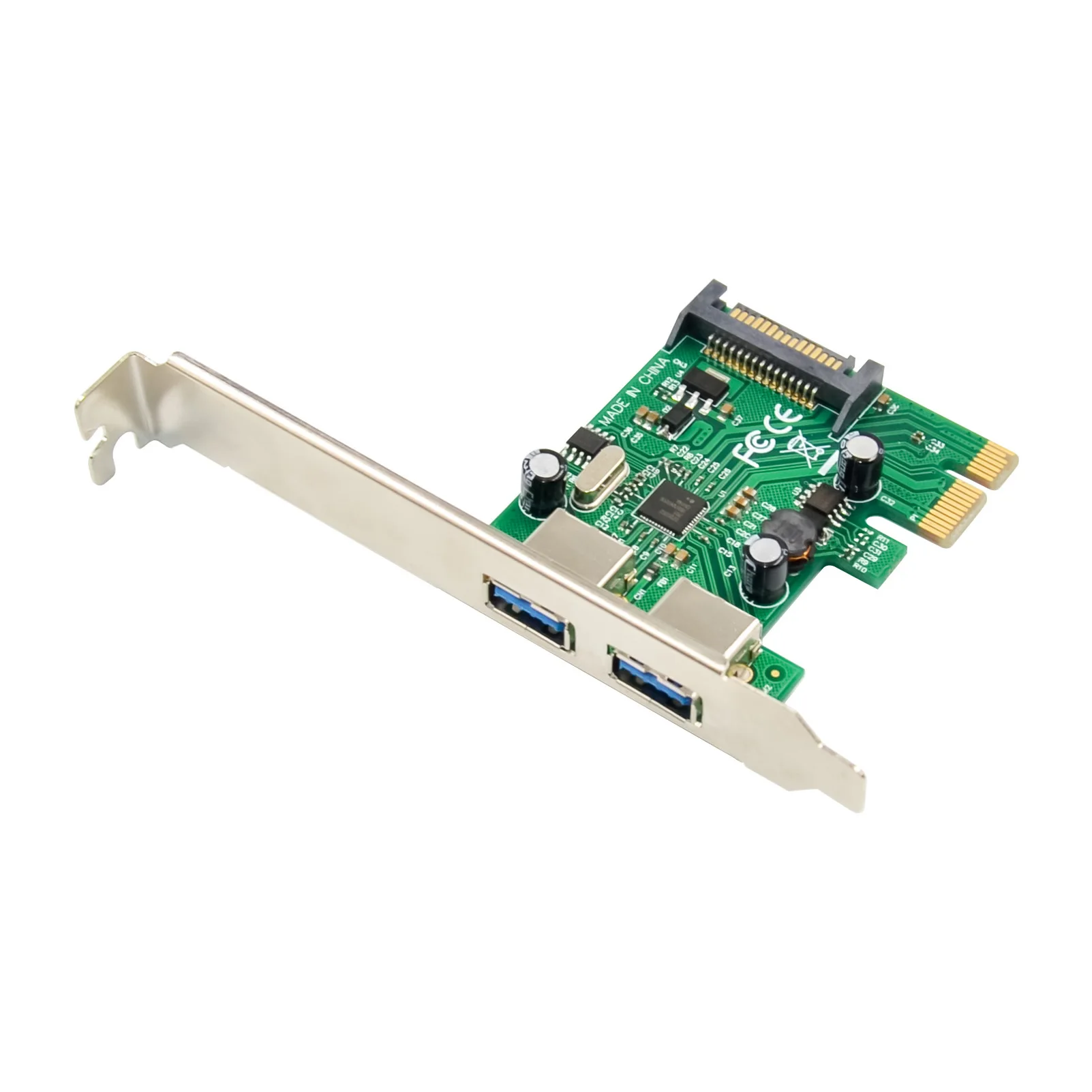 

PCI-E To 2 Port USB3.0 Expansion Card Super Speed USB 3.0 Host Control Expansion Card chipset NEC720202 sata power supply