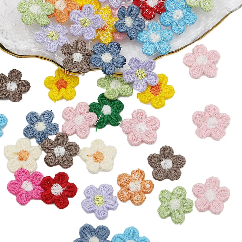 

(50Pcs/pack) 15mm Small Flower Embroidery Cloth Stickers Accessories Patches Dresses Hats Decorative DIY Handmade Cute Lace