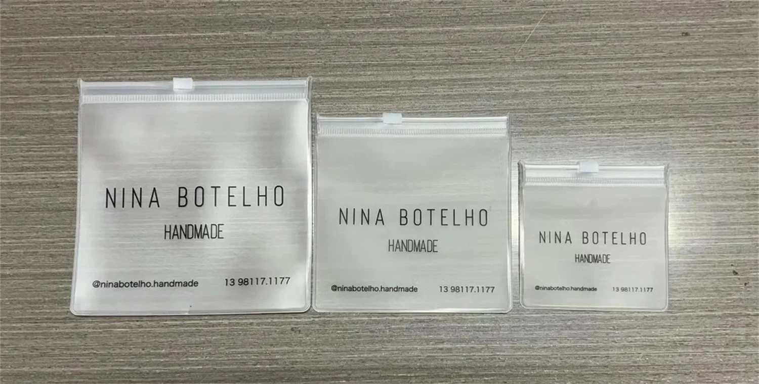 100 custom jewelry pouch, pvc transparent zipper bag，customized high-quality jewelry packaging, custom jewelry bag with you log